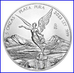 2023 5 oz Round. 999 Silver Mexican Libertad Has Minor Scuffs 25,000 Minted