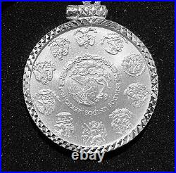 2023 Libertad 1 Oz Coin Onza Mexico Moneda on Bezel Jewelry Sterling Silver 925