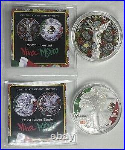 2023 Libertad/ 2024 ASE Mexican Pride 2 x 1 oz Silver Coin Set Mintage 500