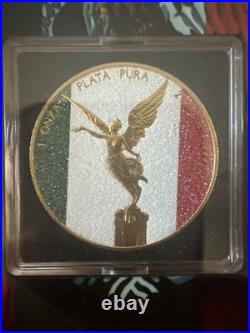 2023 Libertad Mexican Flag 1 oz silver Colorized coin 100 MINTAGE