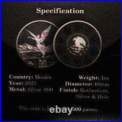 2023 MEXICO 1oz SILVER LIBERTAD SILVER RING HOLOGRAM AND RUTHENIUM FINISH