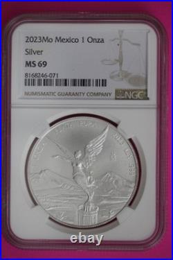 2023 MS 60 Mexico Libertad 1 OZ Silver Coin NGC Certified Graded Authentic 52