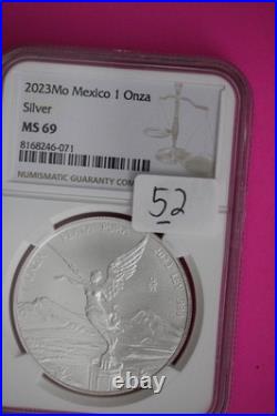 2023 MS 60 Mexico Libertad 1 OZ Silver Coin NGC Certified Graded Authentic 52
