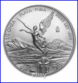 2023 Mex Lib Silver 5-Coin Set-1oz 1/2oz 1/4oz 1/10oz 1/20oz In Capsules BU. 999