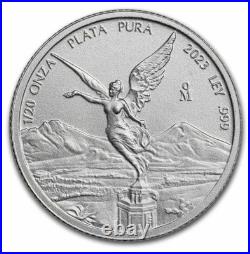 2023 Mex Lib Silver 5-Coin Set-1oz 1/2oz 1/4oz 1/10oz 1/20oz In Capsules BU. 999