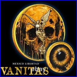 2023 Mexican Libertad 1 oz. Silver Coin VANITAS Colorized Gold Gilding Only 250