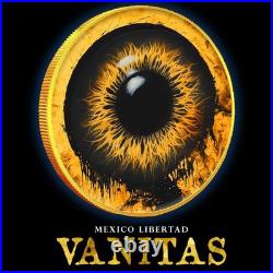 2023 Mexican Libertad 1 oz. Silver Coin VANITAS Colorized Gold Gilding Only 250