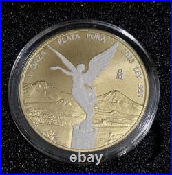2023 Mexican Libertad Diamond Dust 24k Gold Finish Coin 1 oz. 999 Silver