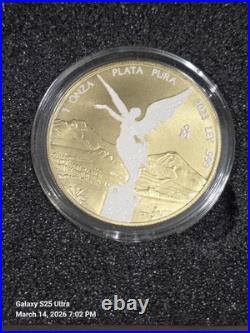 2023 Mexican Libertad Diamond Dust 24k Gold Finish Coin 1 oz. 999 Silver