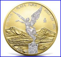 2023 Mexican Libertad Diamond Dust 24k Gold Finish Coin 1 oz Silver