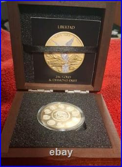 2023 Mexican Libertad Diamond Dust 24kGold Finish Coin1oz Silver STUNNING