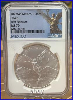 2023 Mexico 1 Oz Silver Libertad NGC MS70 First Releases BU. 999