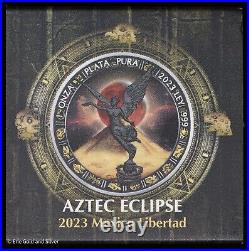 2023 Mexico 1 oz Silver Libertad Aztec Eclipse Edition with Sleeve & COA