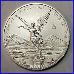 2023 Mexico 2 oz Onza Silver Libertad Coin, Ley. 999 Fine Silver- Mx-23AKK