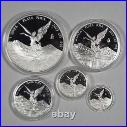 2023 Mexico 5-Coin Libertad Silver Proof Set 1oz 1/2oz 1/4oz 1/10oz 1/20oz Rare