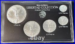 2023 Mexico BU Silver Libertad 5 Coin Set (1-1/2-1/4-1/10-1/20 Oz) in Capsule