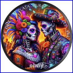 2023 Mexico Cyberpunk Dia de los Muertos 1 oz Silver Colorized Coin