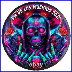 2023 Mexico Cyberpunk Dia de los Muertos 1 oz Silver Colorized Coin