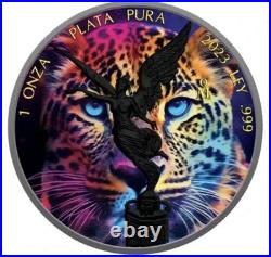 2023 Mexico JAGUAR EYES Libertad 1 oz Silver Coin with Ruthenium & Color. 159/333