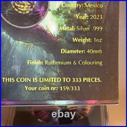 2023 Mexico JAGUAR EYES Libertad 1 oz Silver Coin with Ruthenium & Color. 159/333
