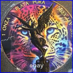2023 Mexico JAGUAR EYES Libertad 1 oz Silver Coin with Ruthenium & Color. 159/333