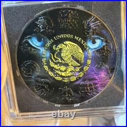2023 Mexico JAGUAR EYES Libertad 1 oz Silver Coin with Ruthenium & Color. 159/333