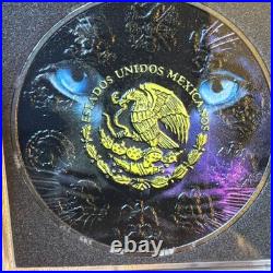 2023 Mexico JAGUAR EYES Libertad 1 oz Silver Coin with Ruthenium & Color. 159/333