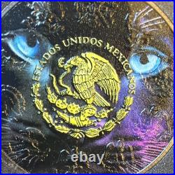 2023 Mexico JAGUAR EYES Libertad 1 oz Silver Coin with Ruthenium & Color. 159/333