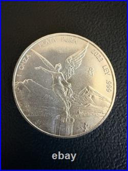 2023 Mexico Libertad 1 Onza Plata Pura. 999 Fine Silver Coin 613,000 Minted