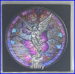 2023 Mexico Libertad 1 oz. 999 Silver Butterfly Stained Glass- Mintage Only 100