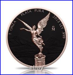 2023 Mexico Libertad 1 oz Silver Rose Gold Halo with COA Limited to 750 coins