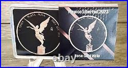 2023 Mexico Libertad 1 oz Silver Rose Gold Halo with COA Limited to 750 coins