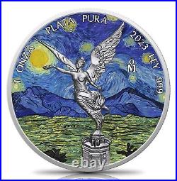 2023 Mexico Libertad 1 oz Silver Van Gogh Starry Night Edition with COA