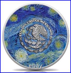 2023 Mexico Libertad 1 oz Silver Van Gogh Starry Night Edition with COA