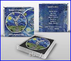 2023 Mexico Libertad 1 oz Silver Van Gogh Starry Night Edition with COA