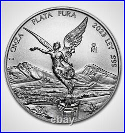 2023 Mexico Libertad 1oz Fine Silver Onza Mint Tube of 25 Coins BU