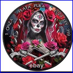 2023 Mexico Libertad 1oz Silver Santa Muerte Black Ruthenium And Color 400 Mint