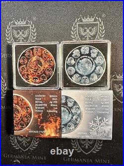 2023 Mexico Libertad 2 x 1 oz Silver Colored Fire & Ice Edition Mintage 250 per