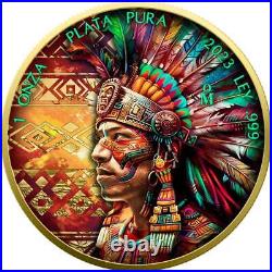 2023 Mexico Libertad Aztec Empire #1 Warrior 24k gold gild 1 oz silver coin