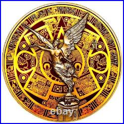 2023 Mexico Libertad Aztec Golden Calendar 24k gold gild 1 oz silver coin