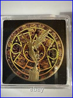 2023 Mexico Libertad Aztec Golden Calendar 24k gold gild 1 oz silver coin