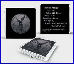 2023 Mexico Libertad Black on Black Ruthenium 1 oz silver coin