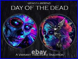 2023 Mexico Libertad DAY OF THE DEAD 1 oz Silver Coin- Rhodium Plating- 399 Made