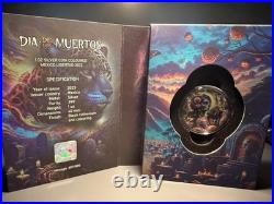2023 Mexico Libertad Dia de los Muertos 1 oz Silver Colorized Coin Big Cat