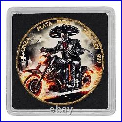 2023 Mexico Libertad Mexican Ghost Rider Biker 24K GILDED 1 oz Silver Colorized