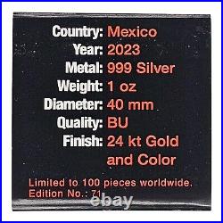 2023 Mexico Libertad Mexican Ghost Rider Biker 24K GILDED 1 oz Silver Colorized