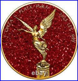 2023 Mexico Libertad Precious Gemstones Ruby 1 oz Silver Coin Mintage 500