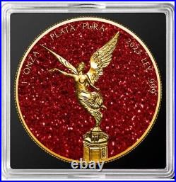 2023 Mexico Libertad Precious Gemstones Ruby 1 oz Silver Coin Mintage 500