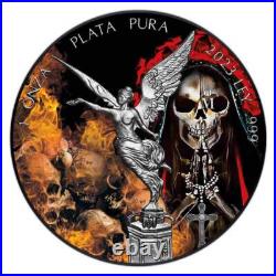 2023 Mexico Libertad Santa Muerte Black Platinum1 oz silver Colorized coin