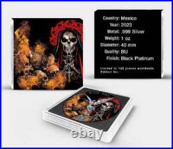 2023 Mexico Libertad Santa Muerte Black Platinum1 oz silver Colorized coin